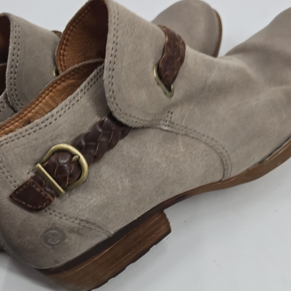 Born Gray and Brown Ankle Booties with Braided Detail - Picture 12 of 16